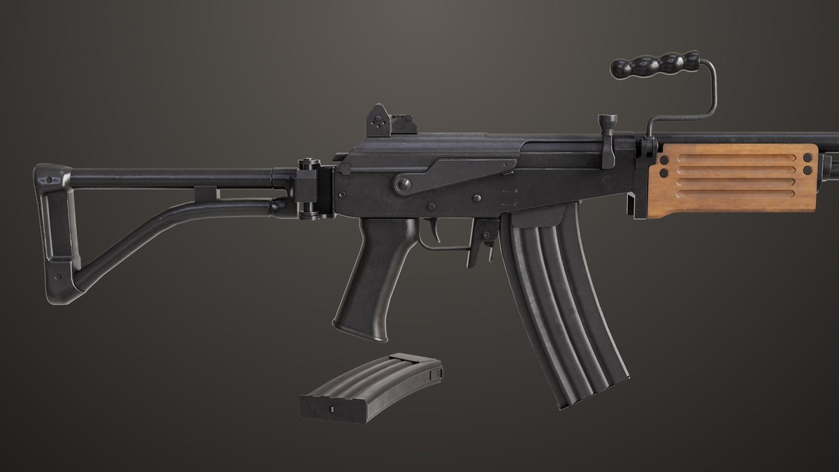 Machine Gun 13 Wood Handle URP HDRP Textures