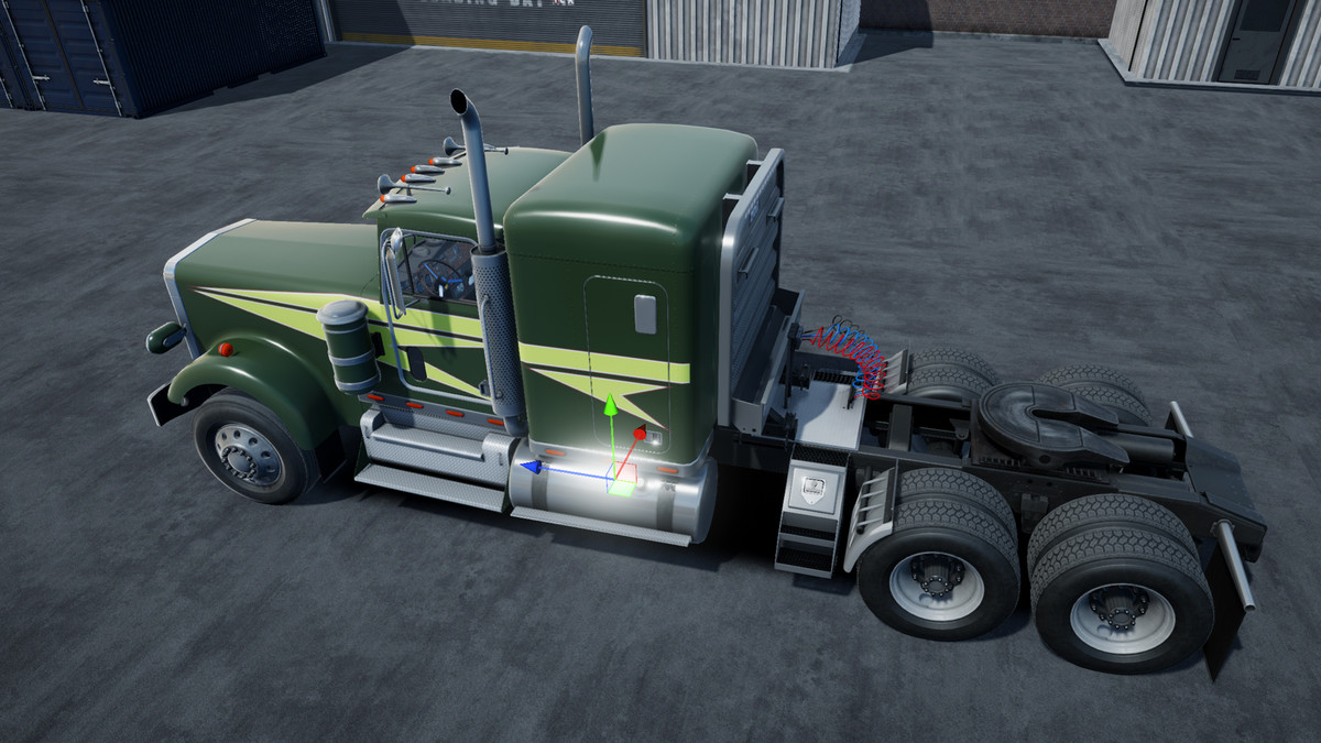 Semitruck with dump trailer