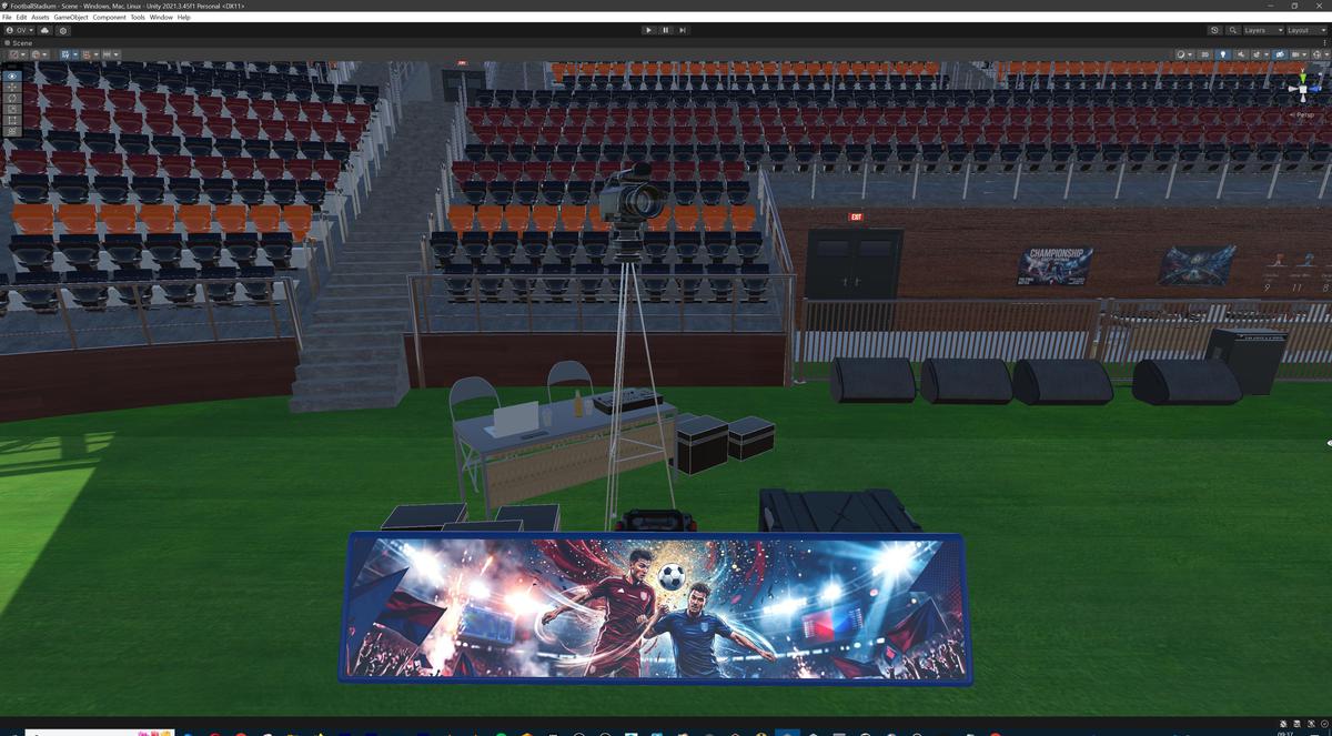 Modular Soccer Football Stadium Arena With 4 Roofs - Sport Environment 3d Level