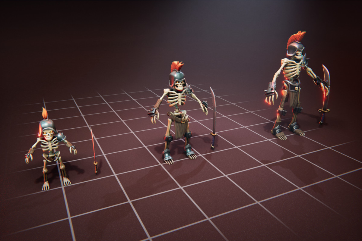 Character Rotation Skelleton Knight Skeleton - 3 Characters + Animations