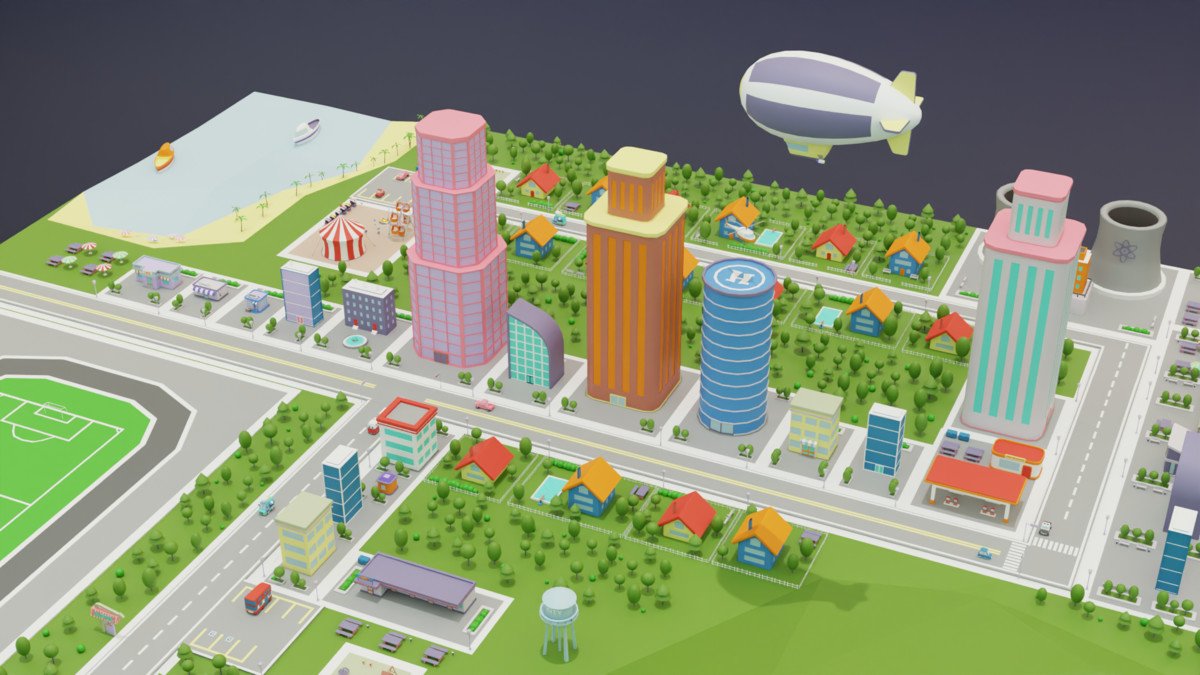 Low Poly City Pack – Buildings, Roads & Urban Props
