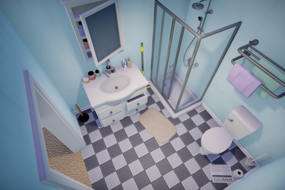 Stylized Cartoon House Interior & Exterior