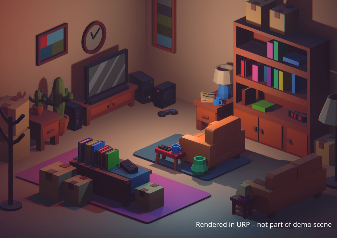 Low Poly Living Room Pack (71 Models) - Cozy Interior Furniture & Props