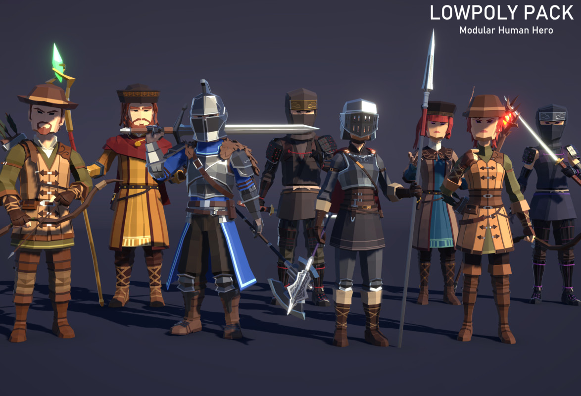 LowpolyPack_Modular Human Hero