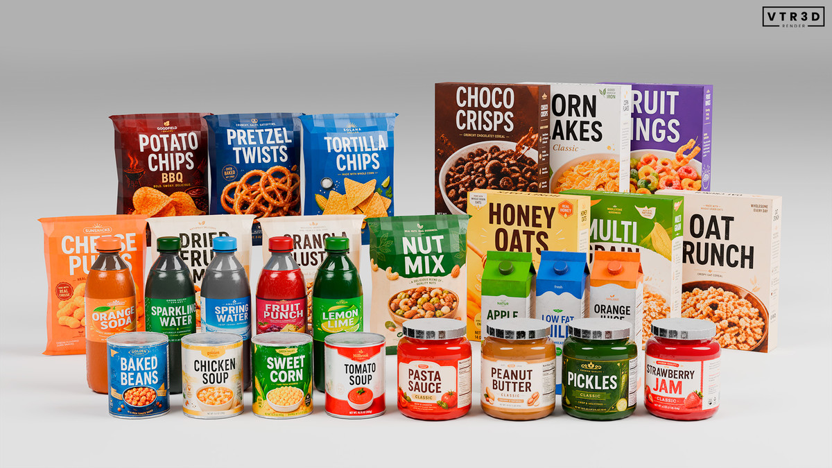 Supermarket Grocery Props - 29 Textured Products