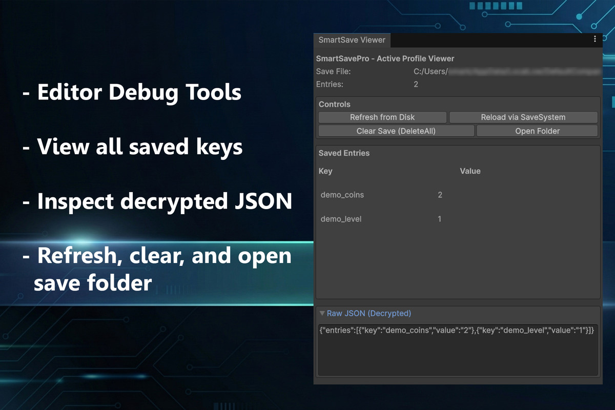 SmartSave Pro – Advanced Save & Load System (Autosave, Encryption)