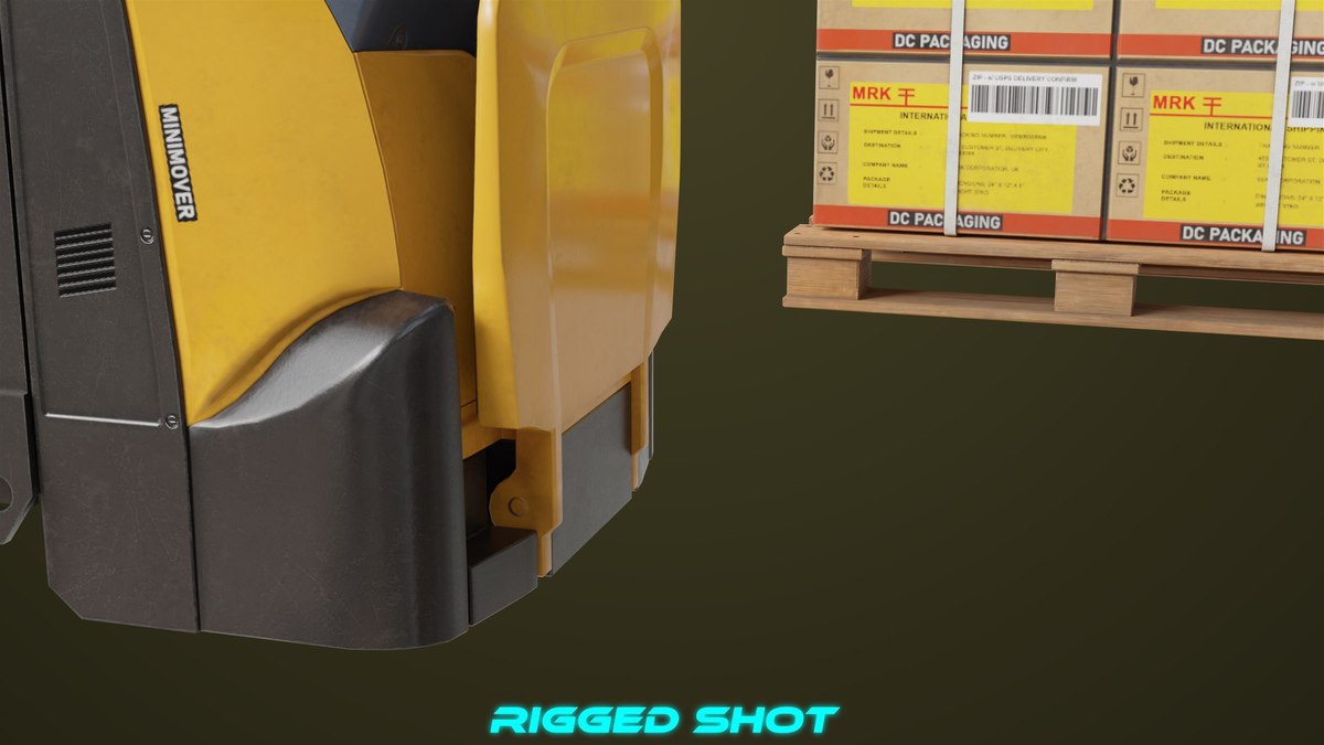 Forklift with Pallet 01 Yellow URP HDRP Textures