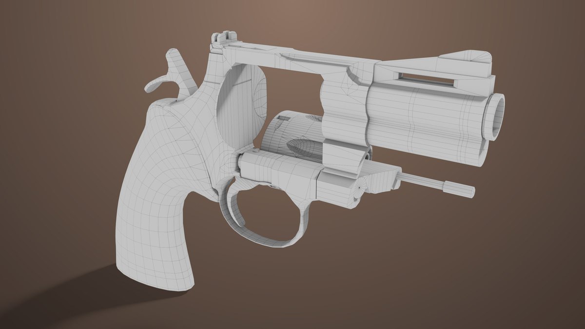 Revolver 05 Small Silver with Bullet URP HDRP Textures