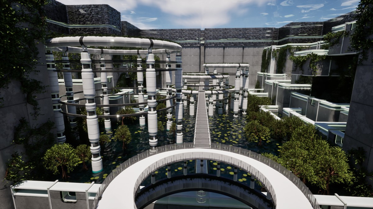 Futuristic Biodome Garden – Sci-Fi Nature Environment