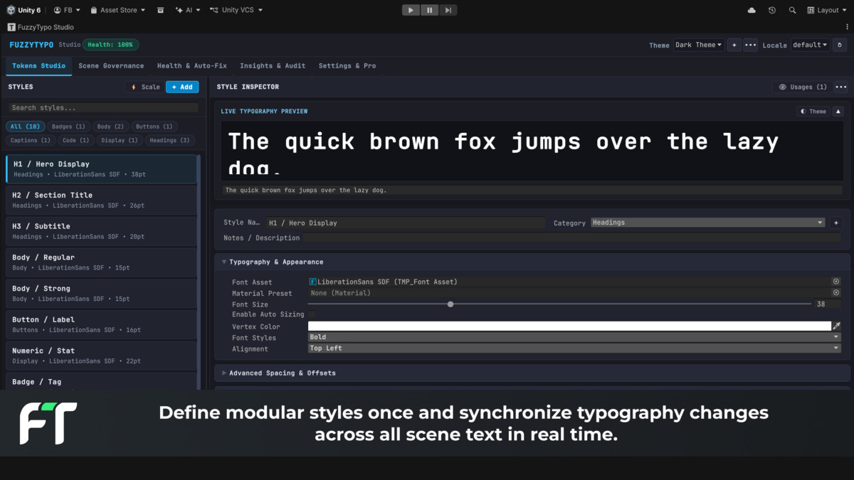 FuzzyTypo: Central Typography & Text Style Manager for TextMeshPro