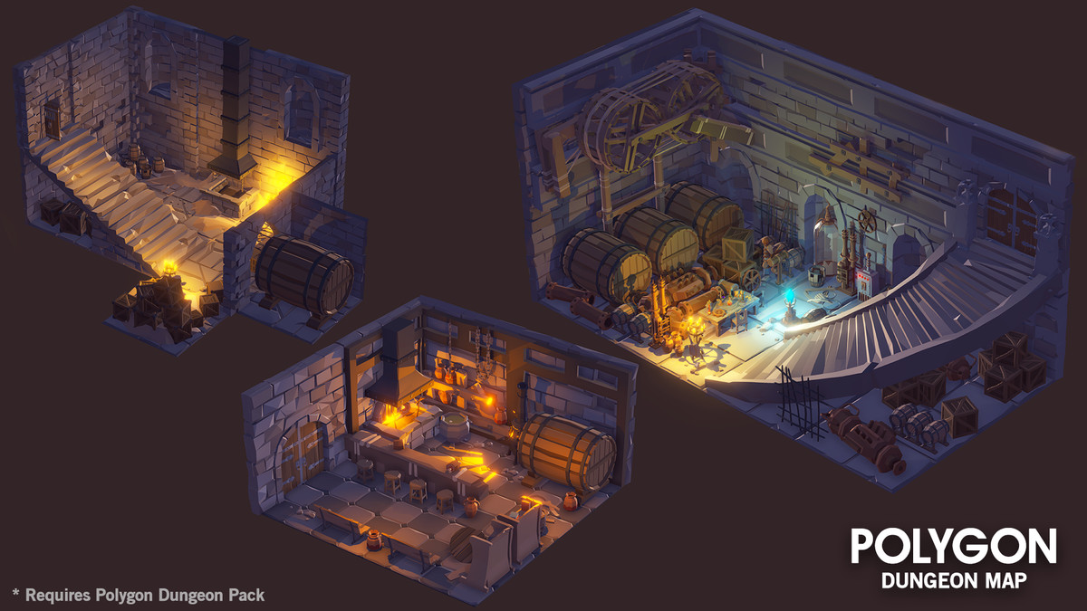 Value Bundle – POLYGON Dungeons Pack and Fantasy Dungeon Map