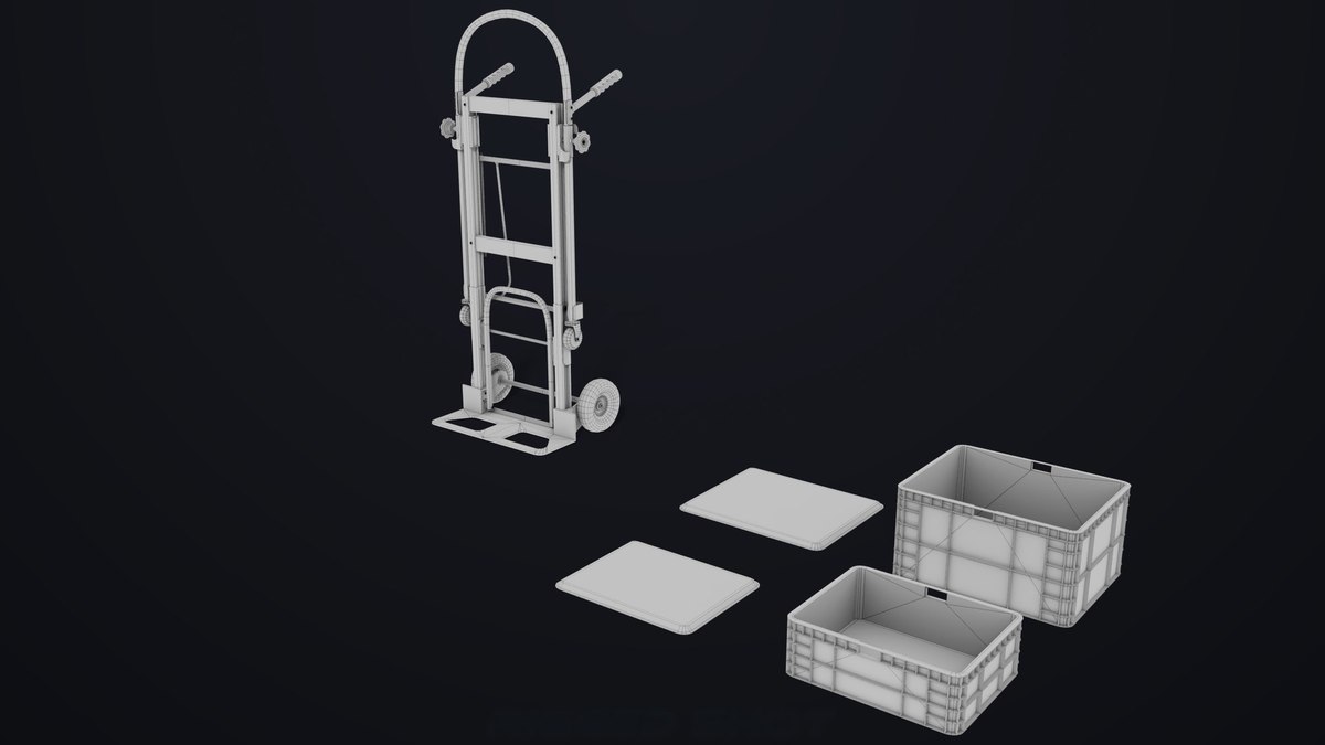 Convertible Hand Truck Steel URP HDRP Textures