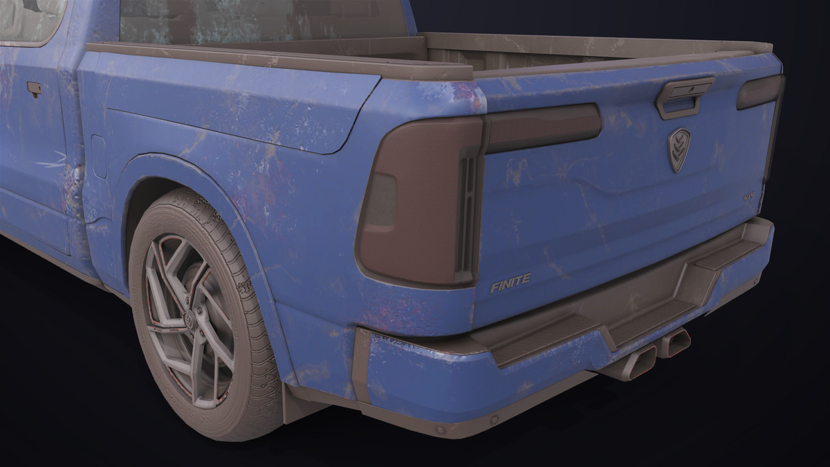 Pickup Truck 03 Blue Dusty URP HDRP Textures
