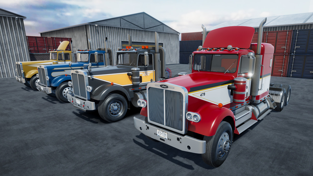 Semitruck with dump trailer