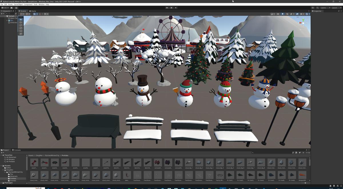 Stylized Lowpoly Winter City Asset Pack