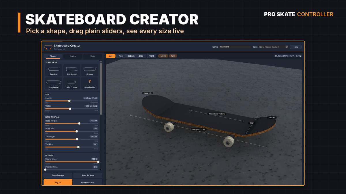 Pro Skate Controller: Physics Skateboarding Kit