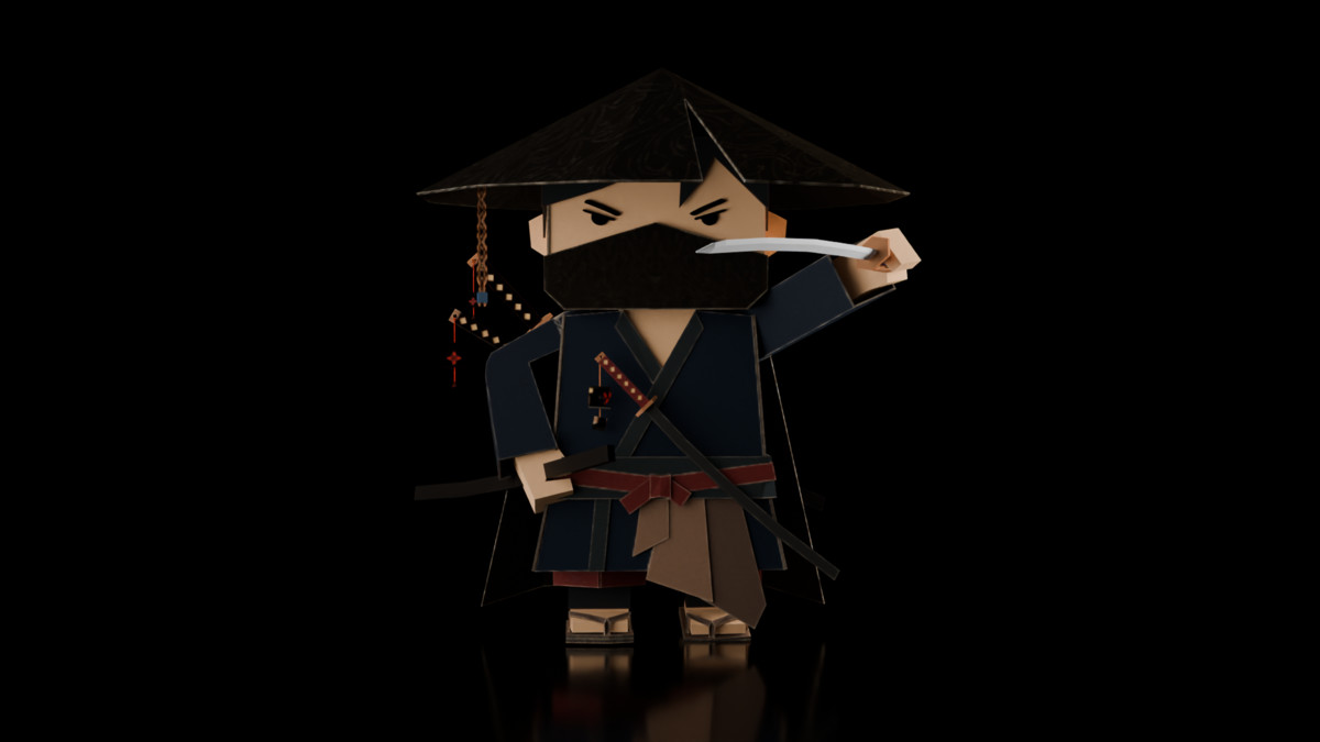 Samurai Realm : Chibi papercraft Japan feudal Asset pack