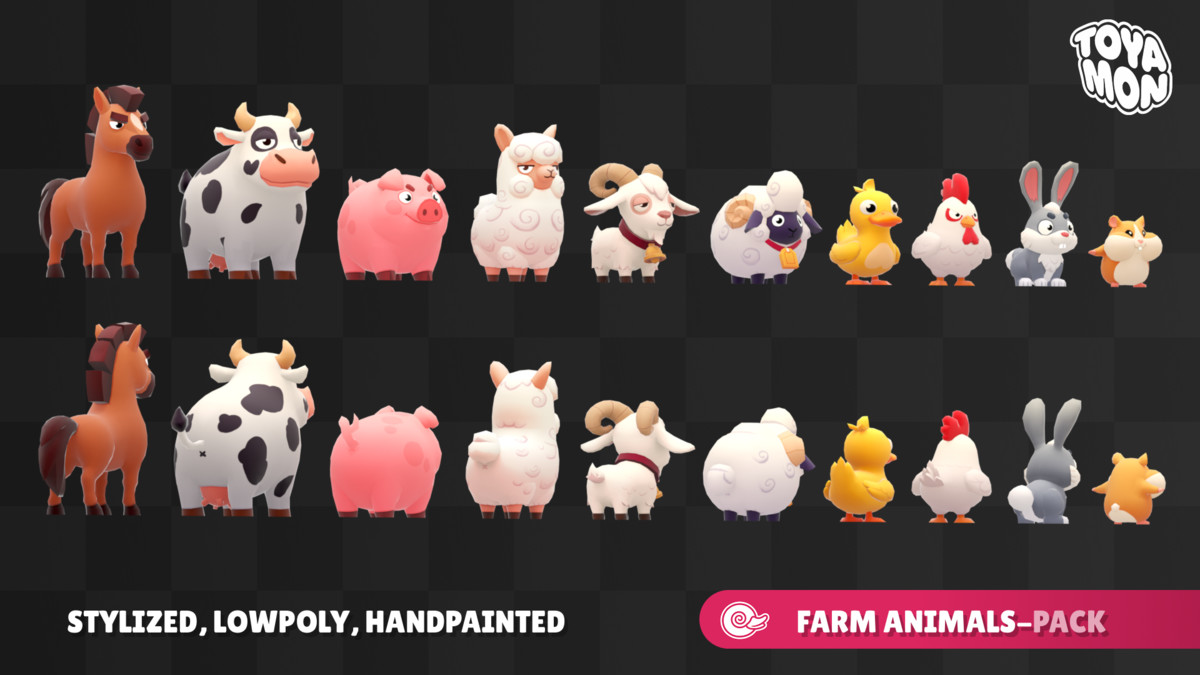 Stylized Farm Animals Pack - Low poly