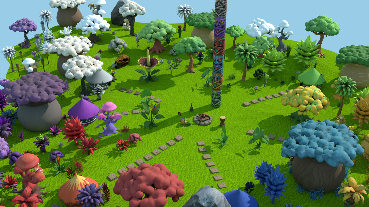 Tropical Tiki Jungle Deluxe Stylized Low Poly Modular Model Pack