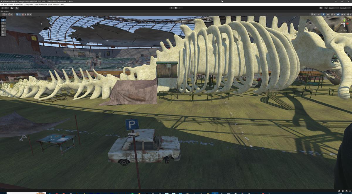 Abandoned Post-Apocalyptic Football Stadium - Modular Environment 3d Level