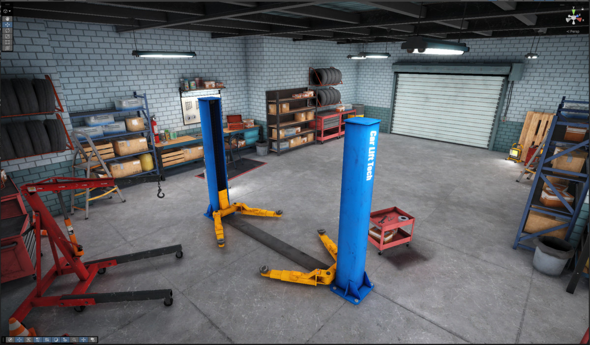 Garage-Autoservice Low-poly 3D models URP