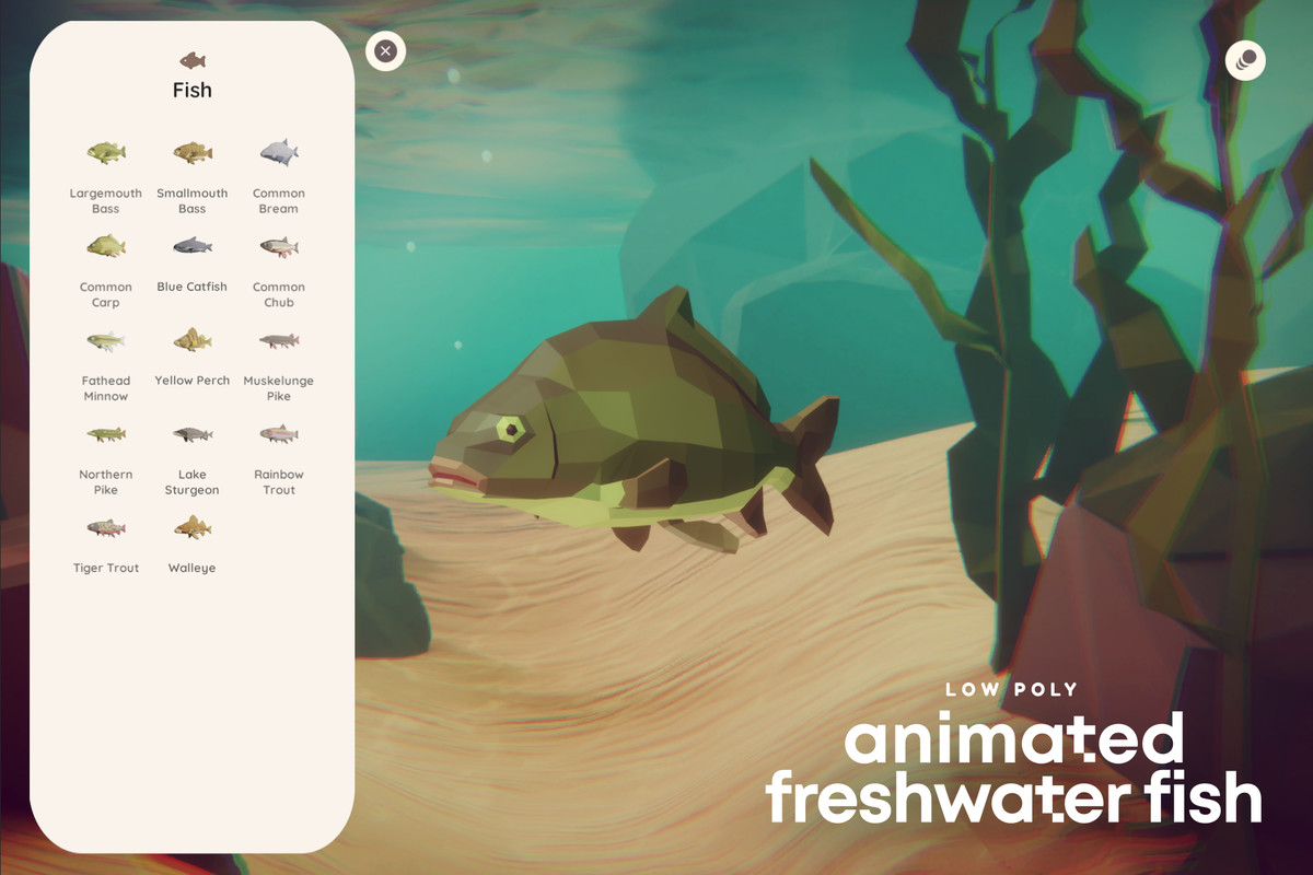 Low Poly Animated Freshwater Fish