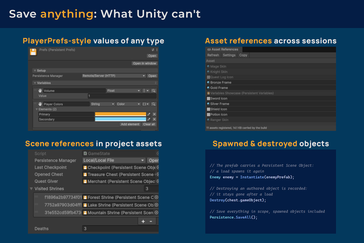 Persistent Asset: Inspector-Driven Save Framework