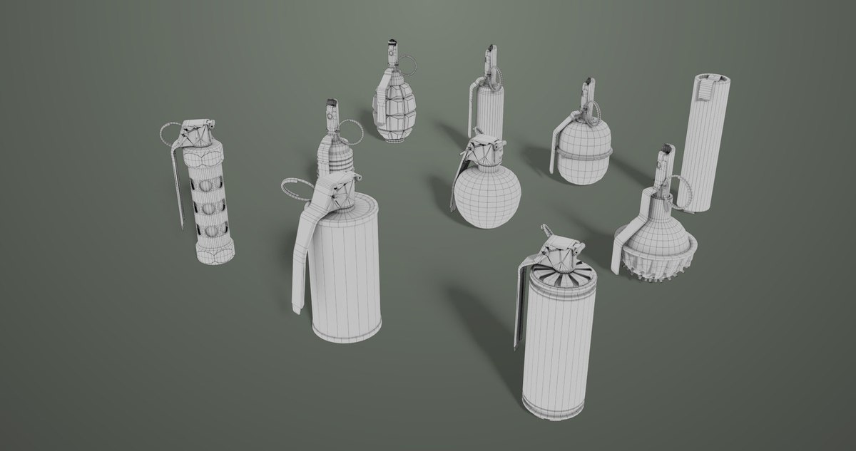 10 Grenades Single Mat URP HDRP Textures