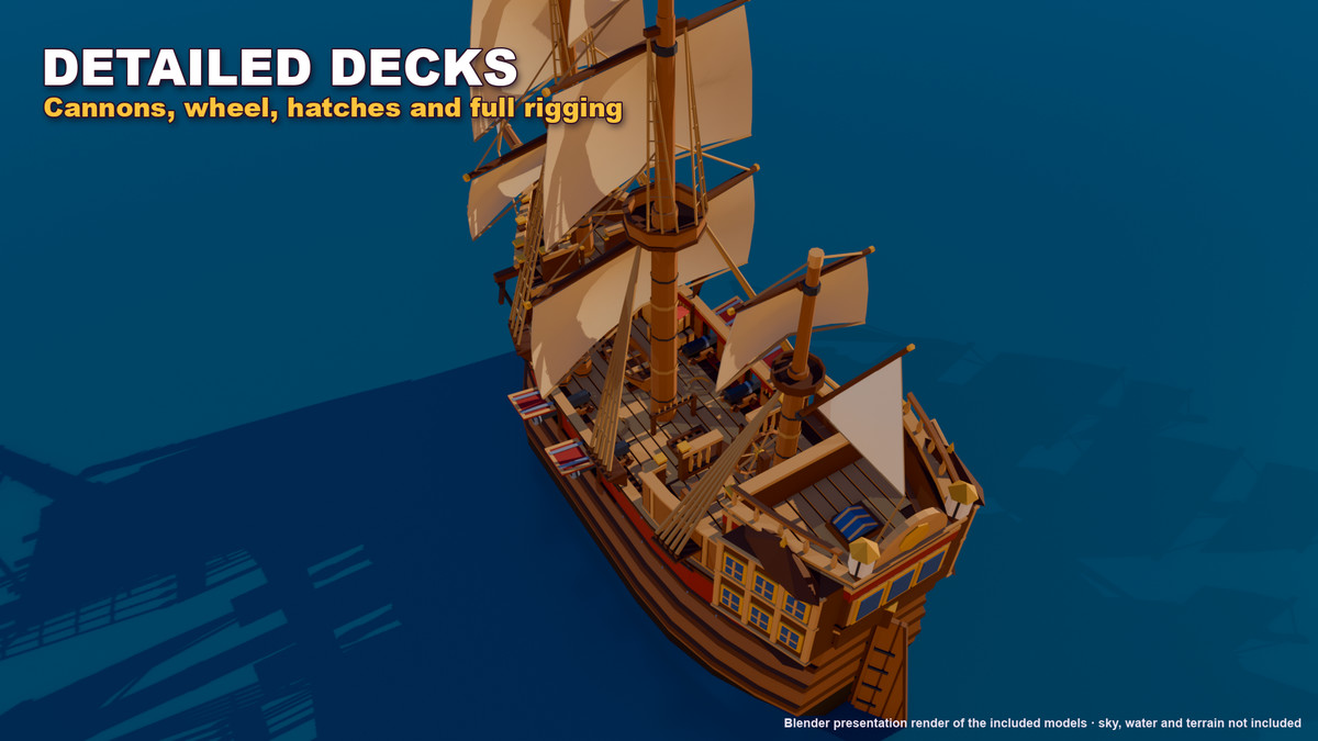 Stylized Pirate Ships & Boats: 13 Vessels + Harbour Dock Kit