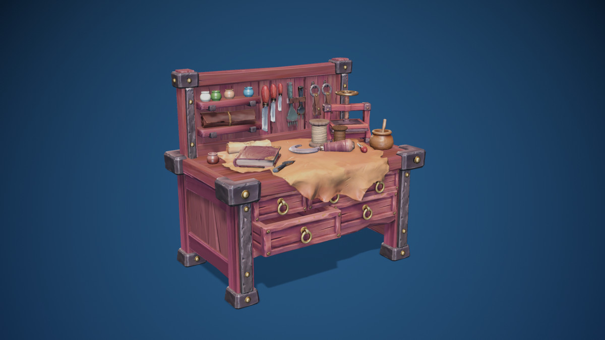 Stylized Leather Workbench #2 - 3 Tiers- AAA quality