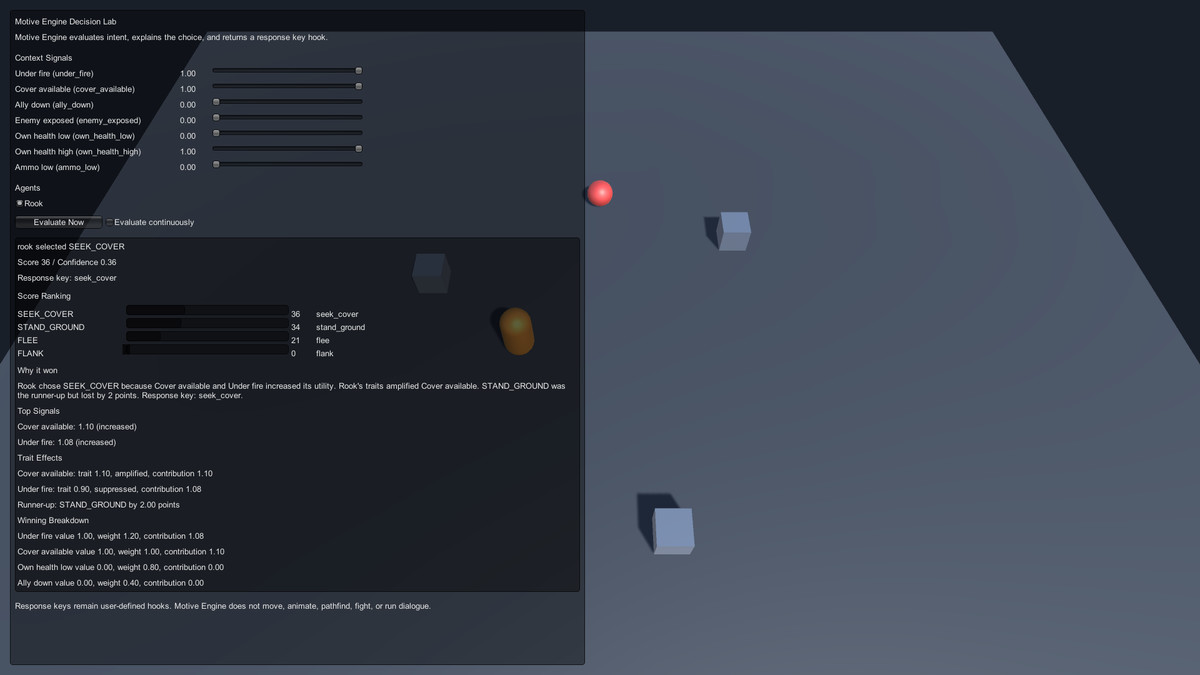 Motive Engine - Explainable AI Decisions for NPCs, Factions & Narrative