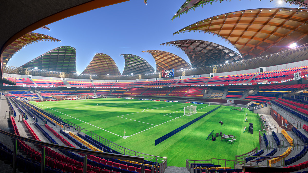 Modular Soccer Football Stadium Arena With 4 Roofs - Sport Environment 3d Level