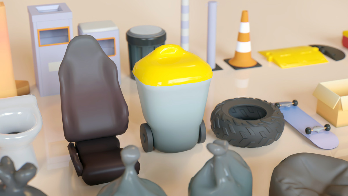 Lowpoly Stylized Street Garbage, Junk, Trash and Waste Set - 328 gameready props