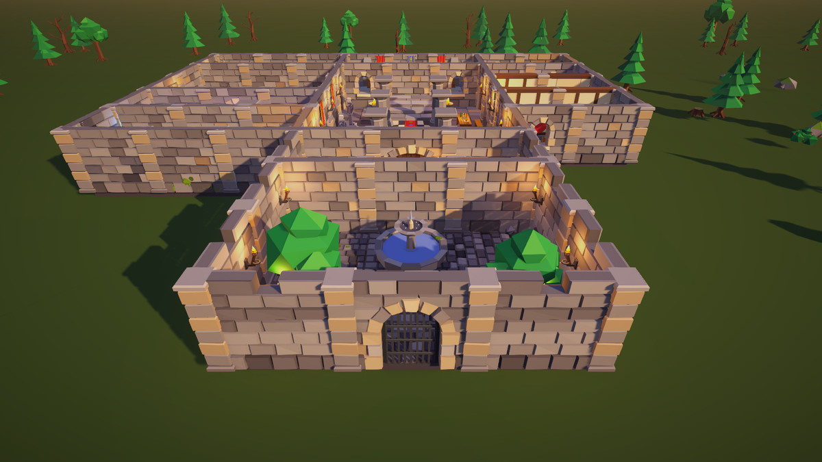 Low Poly Dungeon Keep - Modular Stone Castle Kit