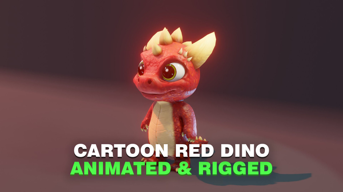 Cartoon Red Dinosaur 3D Model – Animated Character