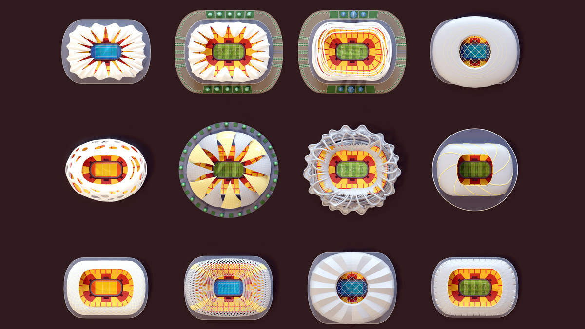 Stylised Sport Stadium Collection - 12 Low Poly Modular 3d Assets