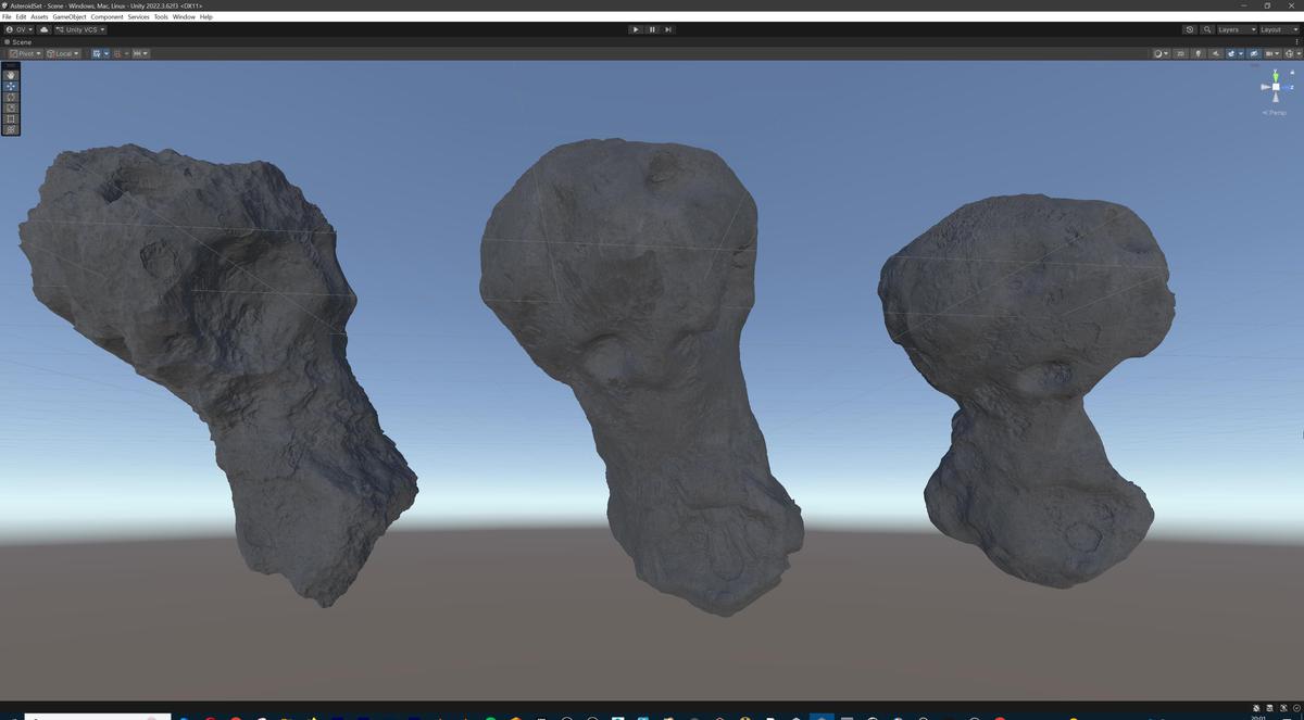 Detailed Asteroids Set: 3 high-poly Assets