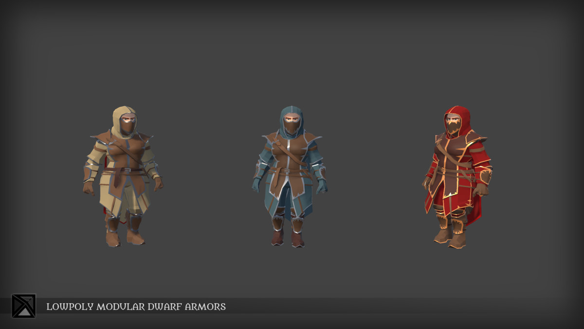 Lowpoly Dwarves Modular Armors Bundle- MEDIEVAL FANTASY SERIES