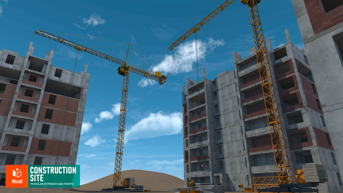 Construction sites, equipment and builders
