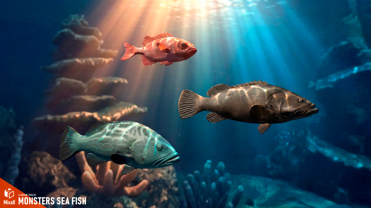 Monsters sea fish - large pack