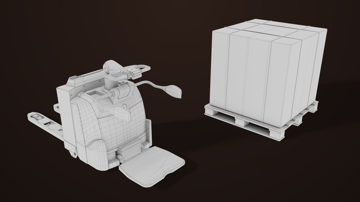 Forklift with Pallet 01 Orange URP HDRP Textures