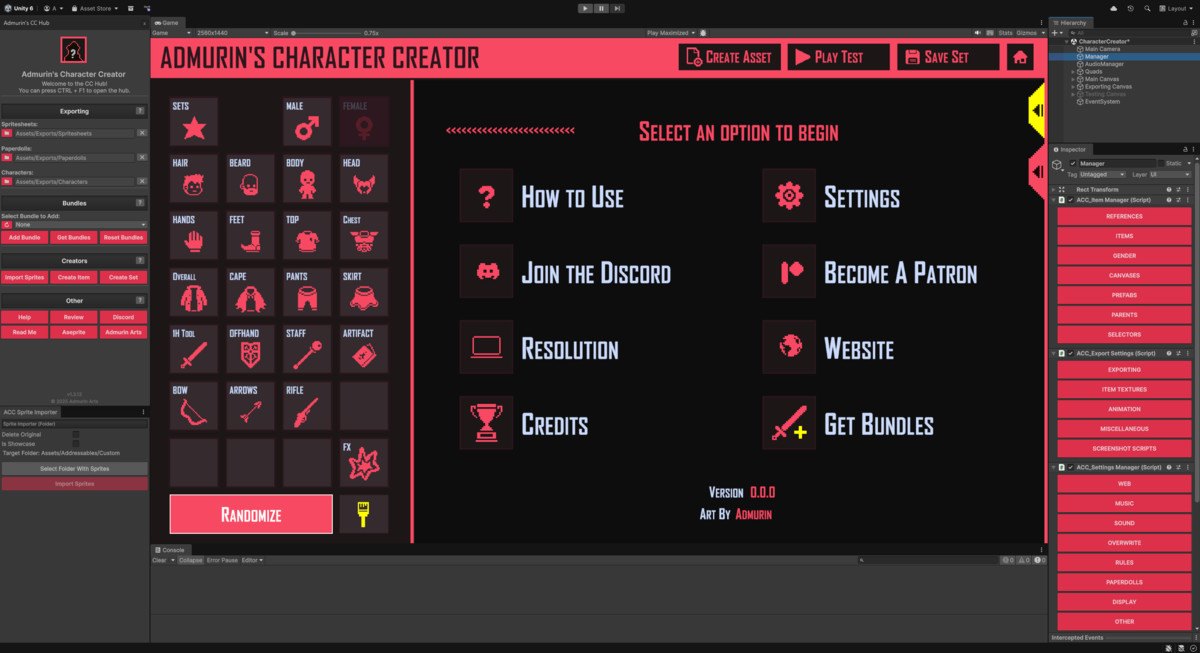 Admurin's Character Creator Tool