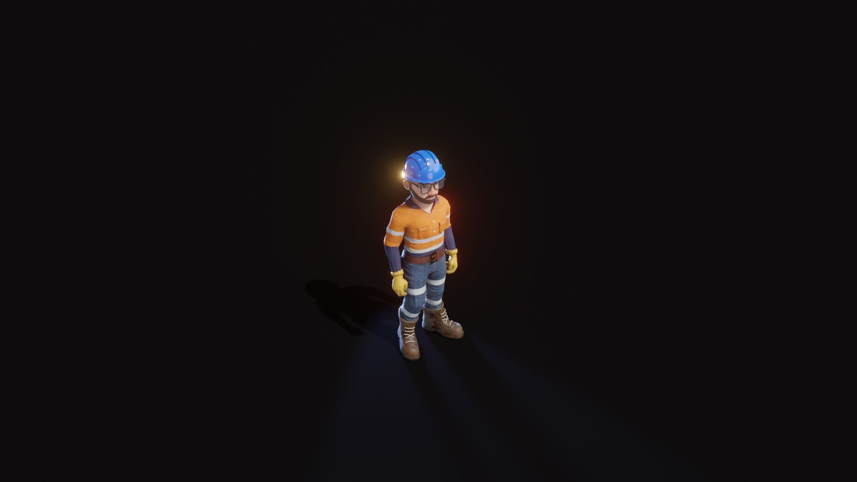 Stylized Male Worker 3D Model – Animated & Customizable (Game-Ready, Built-In)