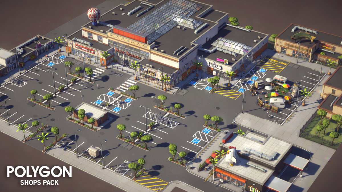 Value Bundle – POLYGON Shops Pack and Shopping Plaza Map