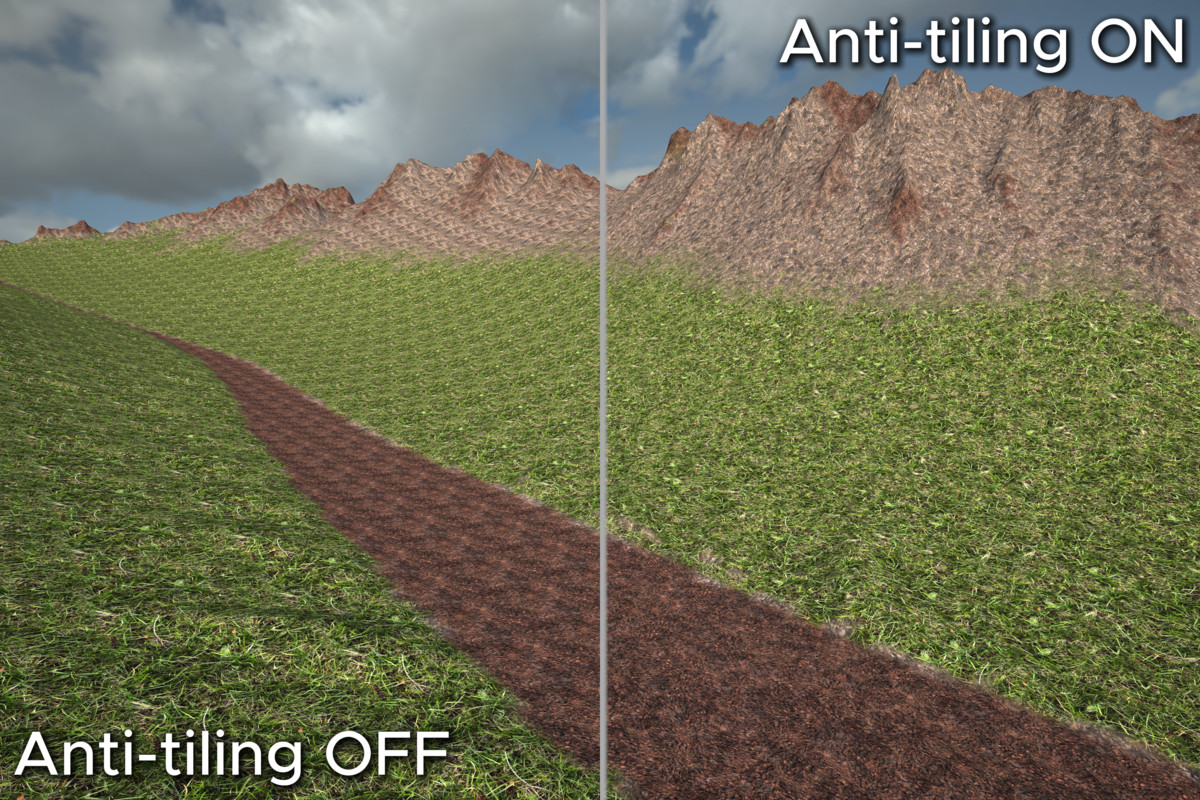 Stochastic Hex Anti-Tiling : Terrain & Mesh