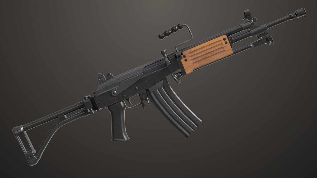 Machine Gun 13 Wood Handle URP HDRP Textures