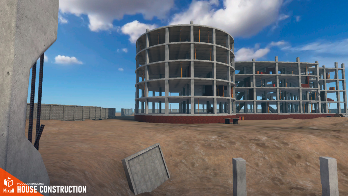 Construction sites, equipment and builders