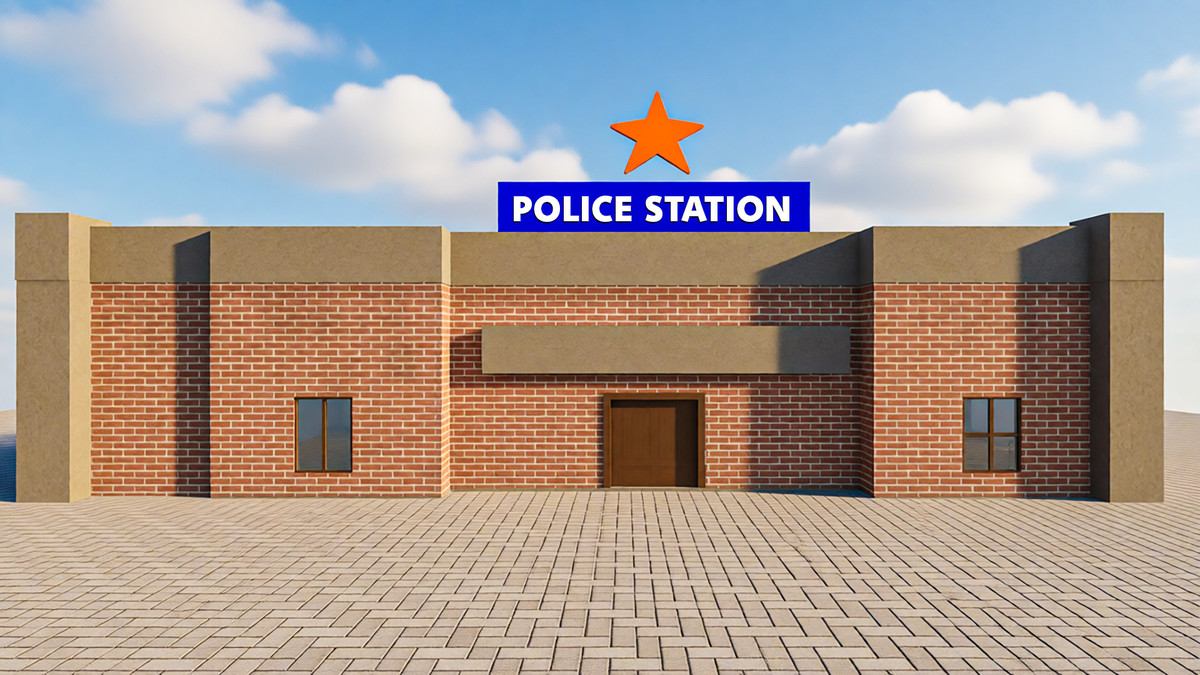 Police Station with Interior (Mobile Optimized + Baked Lighting)
