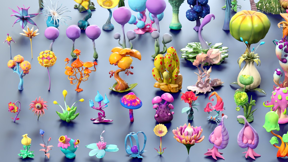 Fantasy Funny Stylized Magical Flora Plants - Low Poly Pack (118 3d models)