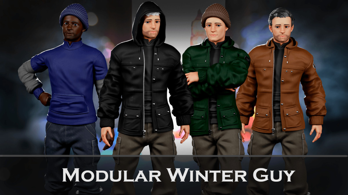 Streetwear Winter Guy – Modular Game Character